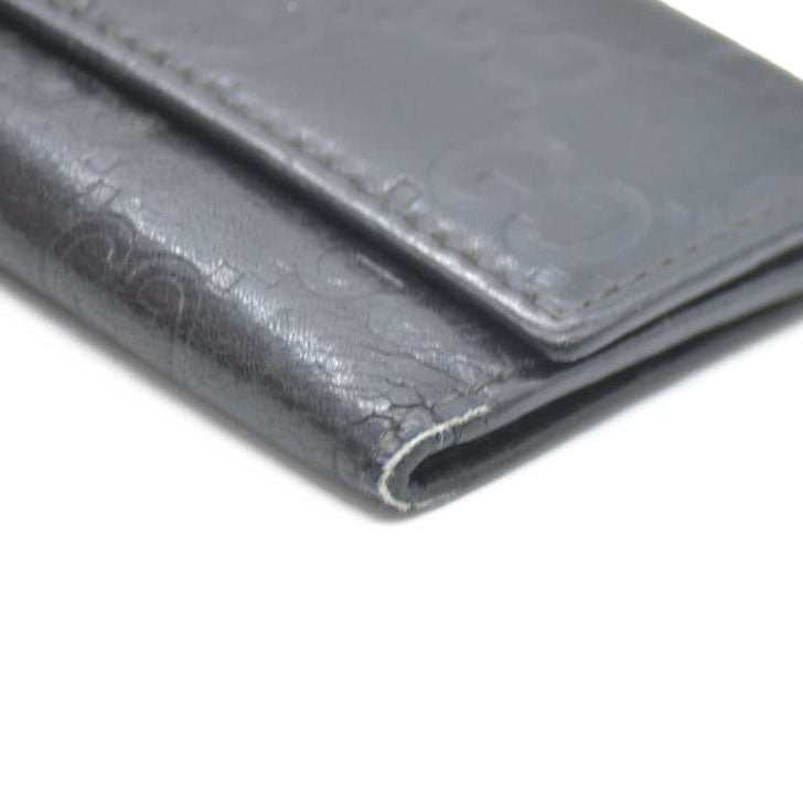 GUCCI Ssima GG Logo Leather 6 Ring Key Case Black
