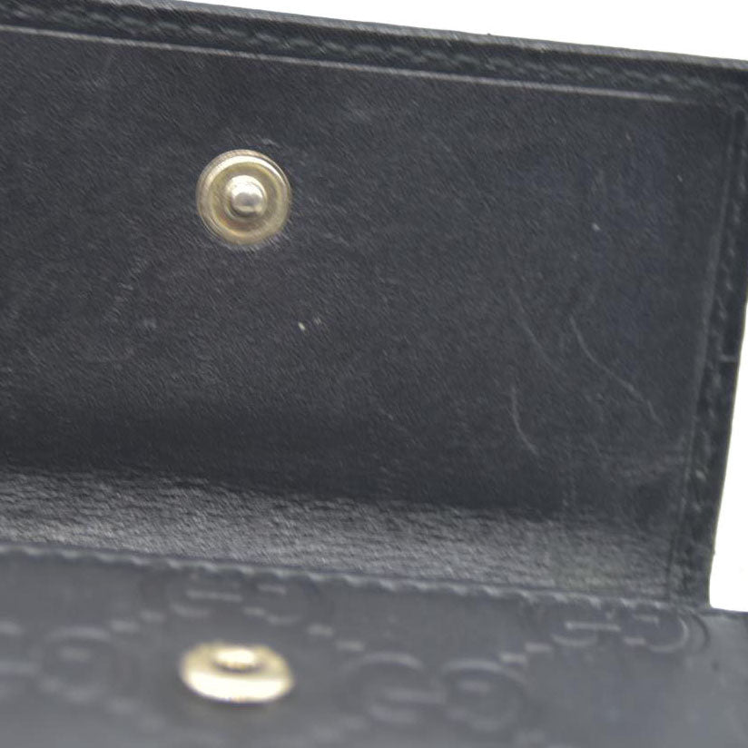 GUCCI Ssima GG Logo Leather 6 Ring Key Case Black