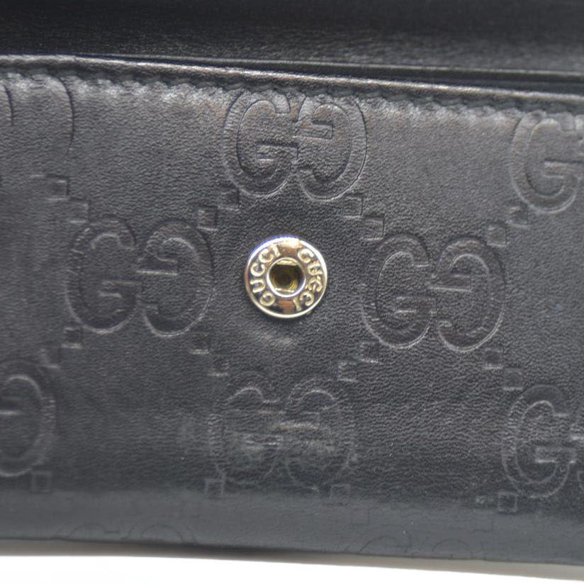 GUCCI Ssima GG Logo Leather 6 Ring Key Case Black