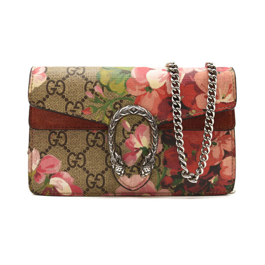 GUCCI GG Supreme Monogram Blooms Super Mini Dionysus Shoulder Bag Beige Multicolor Dry Rose