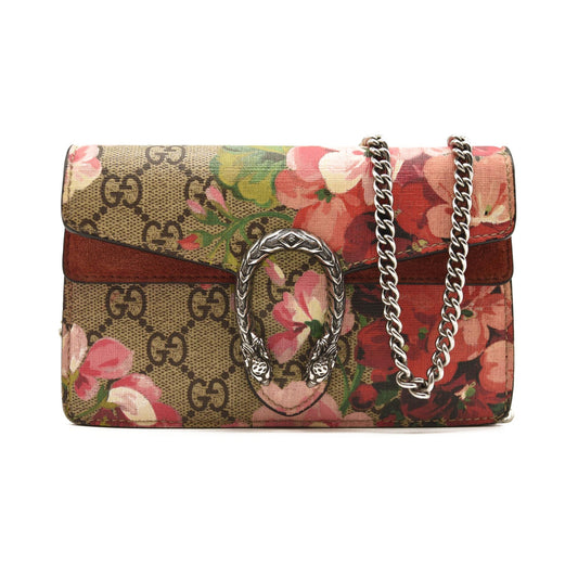 GUCCI GG Supreme Monogram Blooms Super Mini Dionysus Shoulder Bag Beige Multicolor Dry Rose