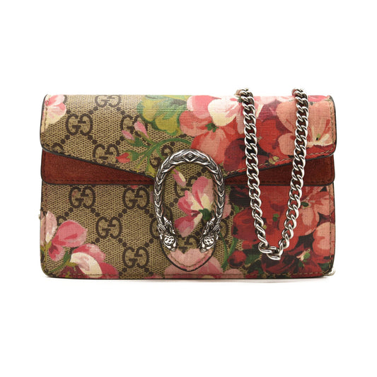 USED GUCCI GG Supreme Monogram Blooms Super Mini Dionysus Shoulder Bag Beige Multicolor Dry Rose