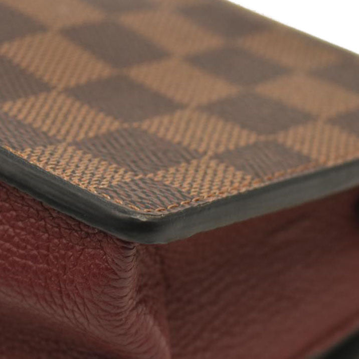 Louis Vuitton  Damier Ebene Vavin Chain Wallet Red