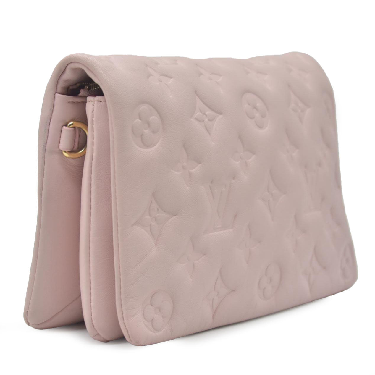 $3150 Louis Vuitton Monogram Embossed Pochette Coussin Pink