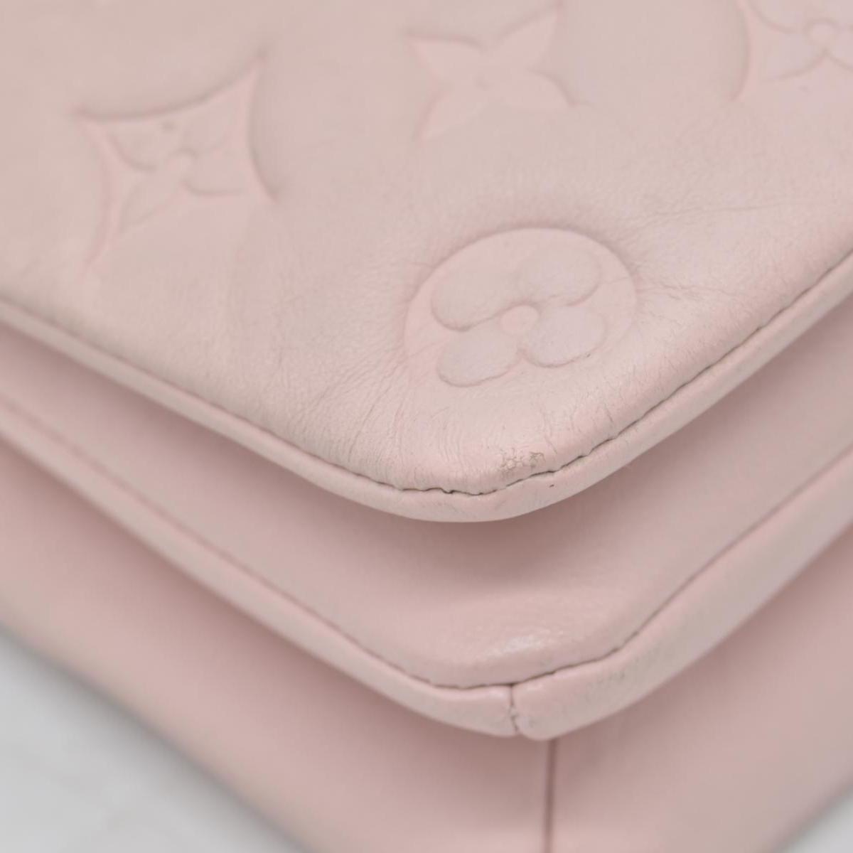 $3150 Louis Vuitton Monogram Embossed Pochette Coussin Pink