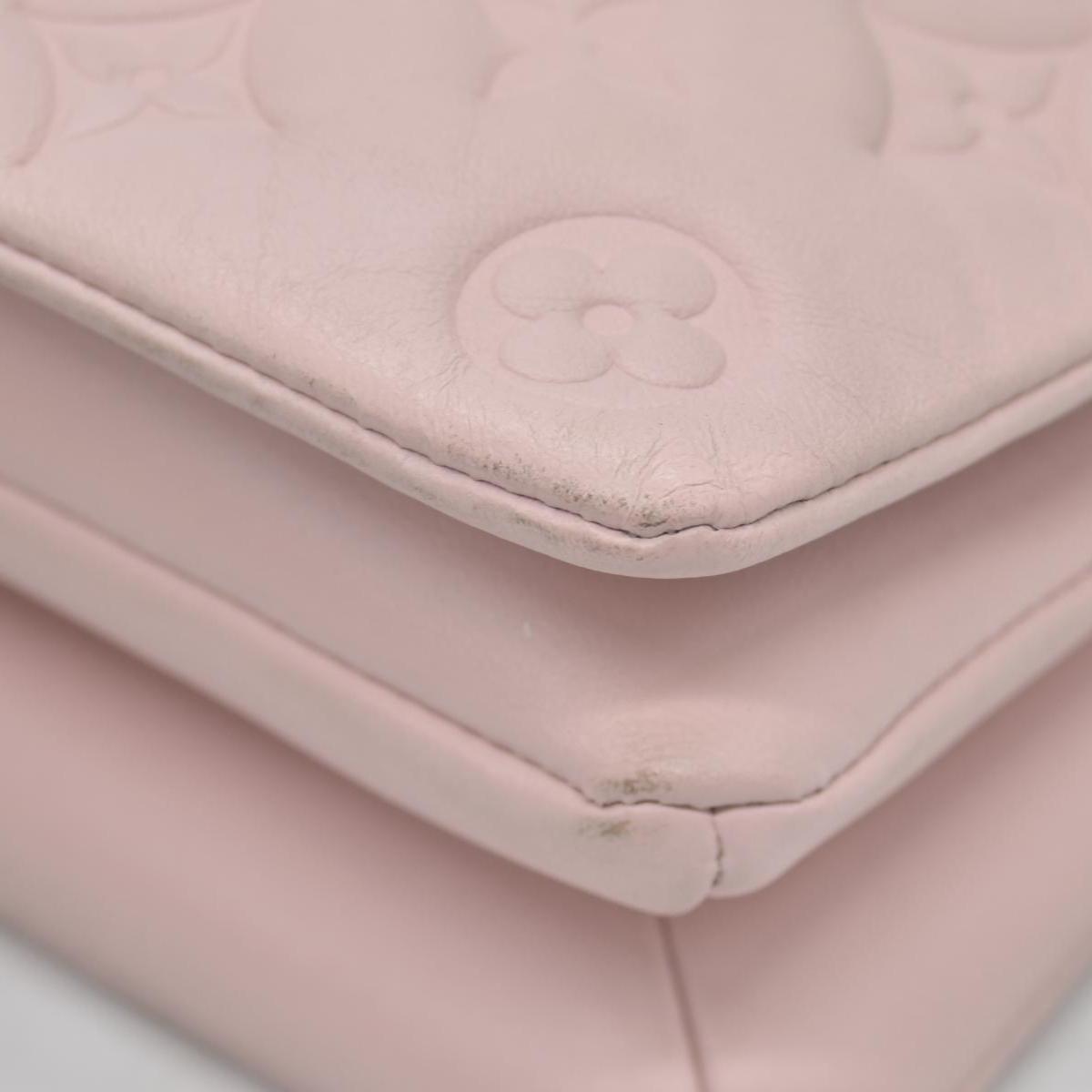 $3150 Louis Vuitton Monogram Embossed Pochette Coussin Pink