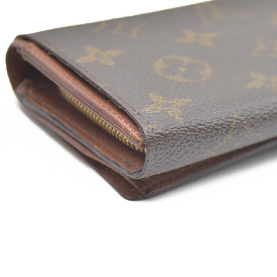 Louis Vuitton Monogram Porte Monnaie Billets Tresor Bifold Wallet Brown CA0927