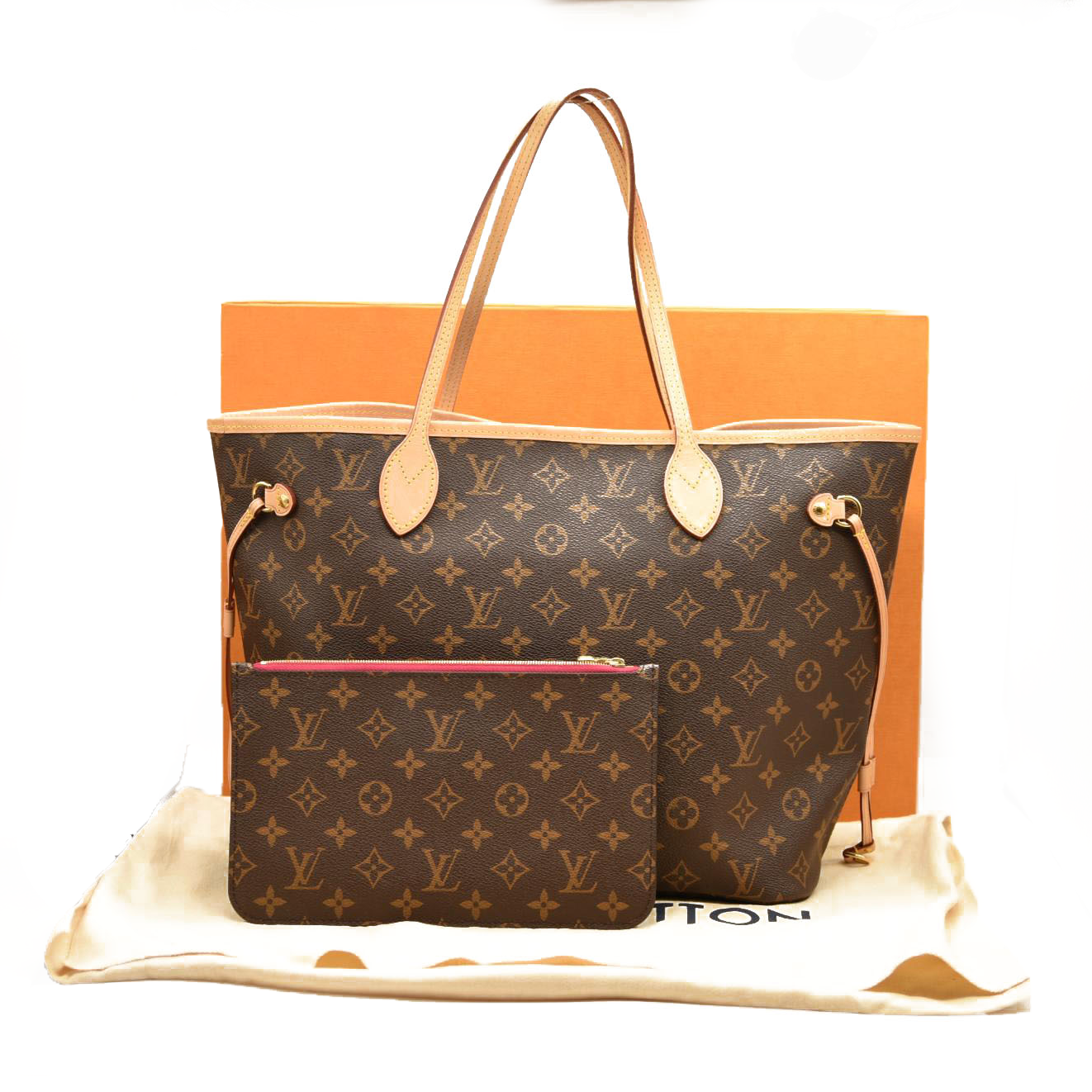 LOUIS VUITTON  Monogram Neverfull MM Fuchsia RFID