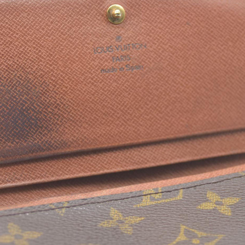 Louis Vuitton Monogram Porte Monnaie Billets Tresor Bifold Wallet Brown CA0927