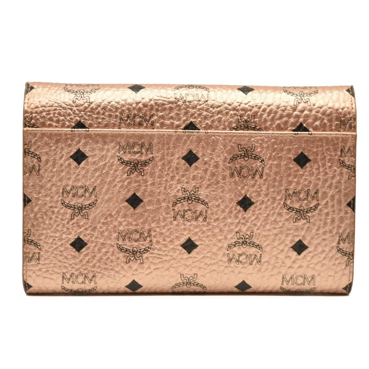 MCM  Metallic Visetos Medium Patricia Wallet On Chain Champagne Gold