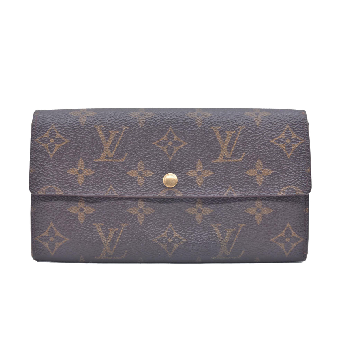 $800 1998 Louis Vuitton Monogram Portefeiulle Sarah Long Bifold Wallet Brown CONSIGNMENT TH0978