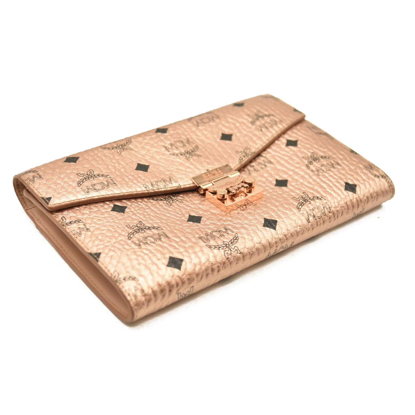 MCM  Metallic Visetos Medium Patricia Wallet On Chain Champagne Gold