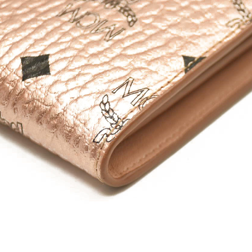 MCM  Metallic Visetos Medium Patricia Wallet On Chain Champagne Gold
