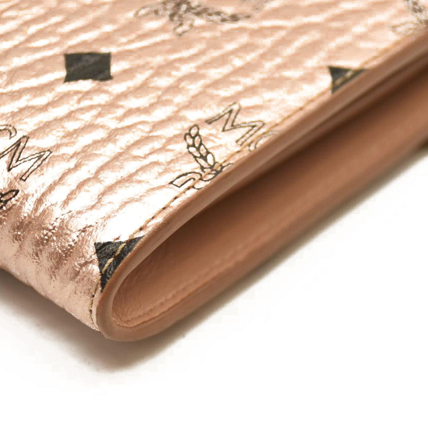 MCM  Metallic Visetos Medium Patricia Wallet On Chain Champagne Gold