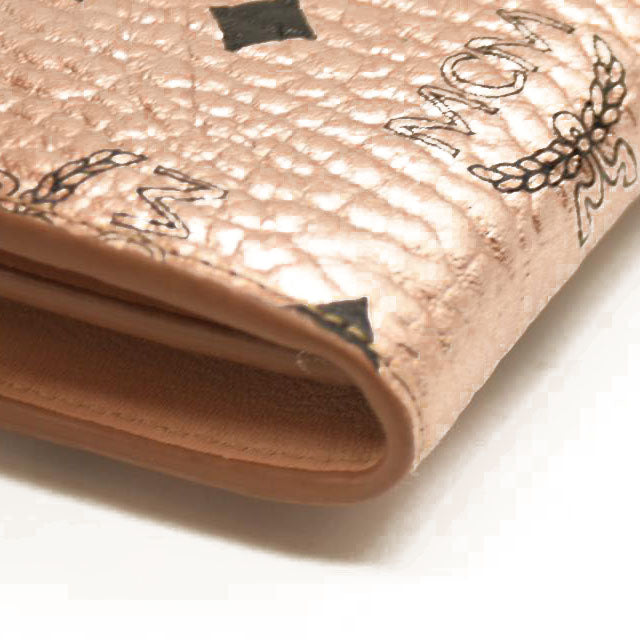 MCM  Metallic Visetos Medium Patricia Wallet On Chain Champagne Gold