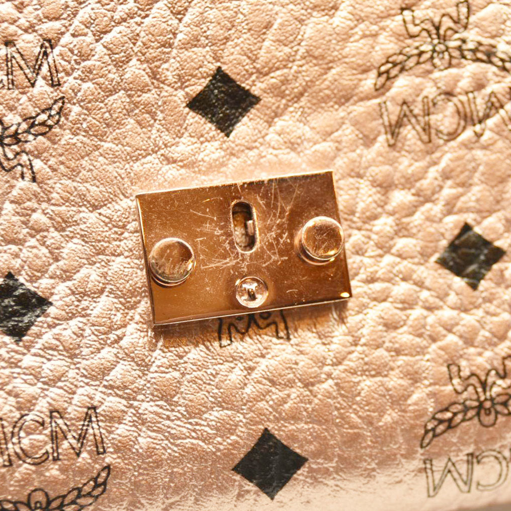 MCM  Metallic Visetos Medium Patricia Wallet On Chain Champagne Gold
