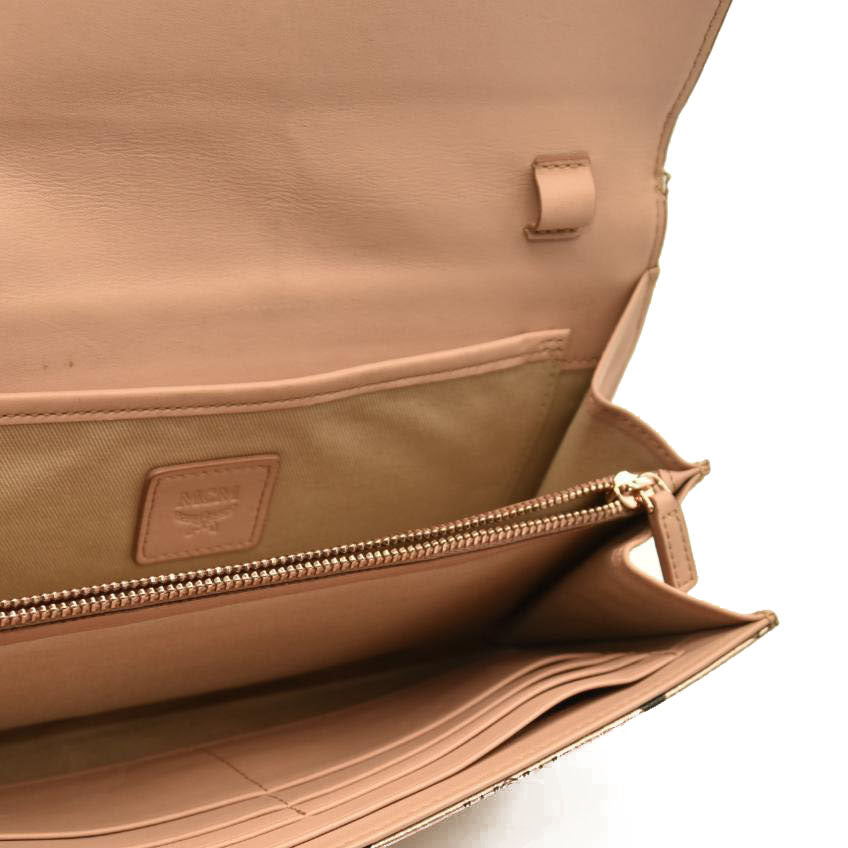 MCM  Metallic Visetos Medium Patricia Wallet On Chain Champagne Gold
