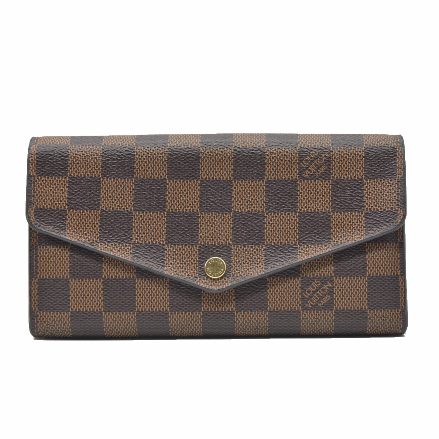 $775 2018 LOUIS VUITTON Damier Ebene Sarah Wallet NM Rose Ballerine CA0198
