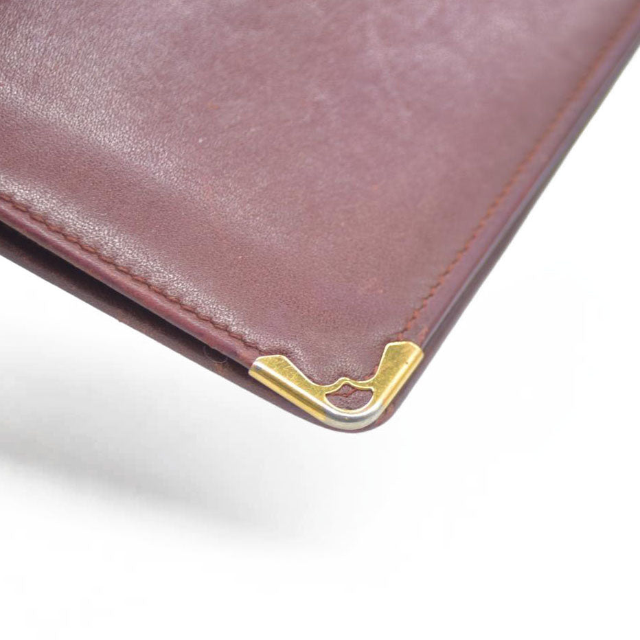 Must de Cartier Leather Bifold Long Wallet Bordeaux