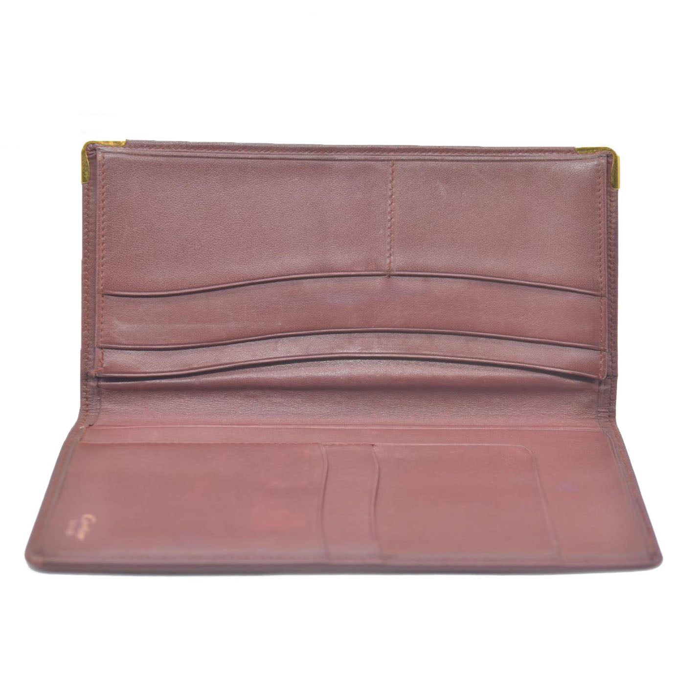 Must de Cartier Leather Bifold Long Wallet Bordeaux