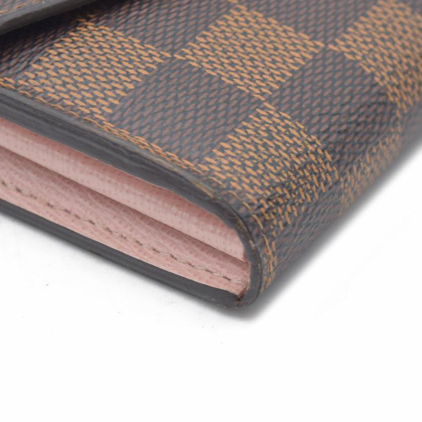 $775 2018 LOUIS VUITTON Damier Ebene Sarah Wallet NM Rose Ballerine CA0198