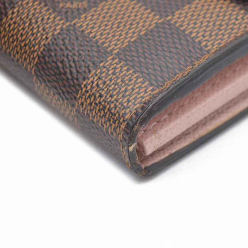 $775 2018 LOUIS VUITTON Damier Ebene Sarah Wallet NM Rose Ballerine CA0198