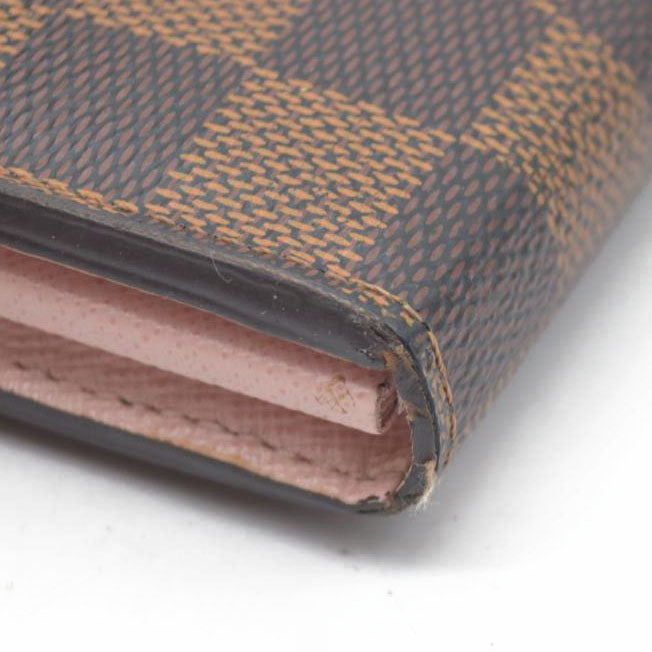 $775 2018 LOUIS VUITTON Damier Ebene Sarah Wallet NM Rose Ballerine CA0198