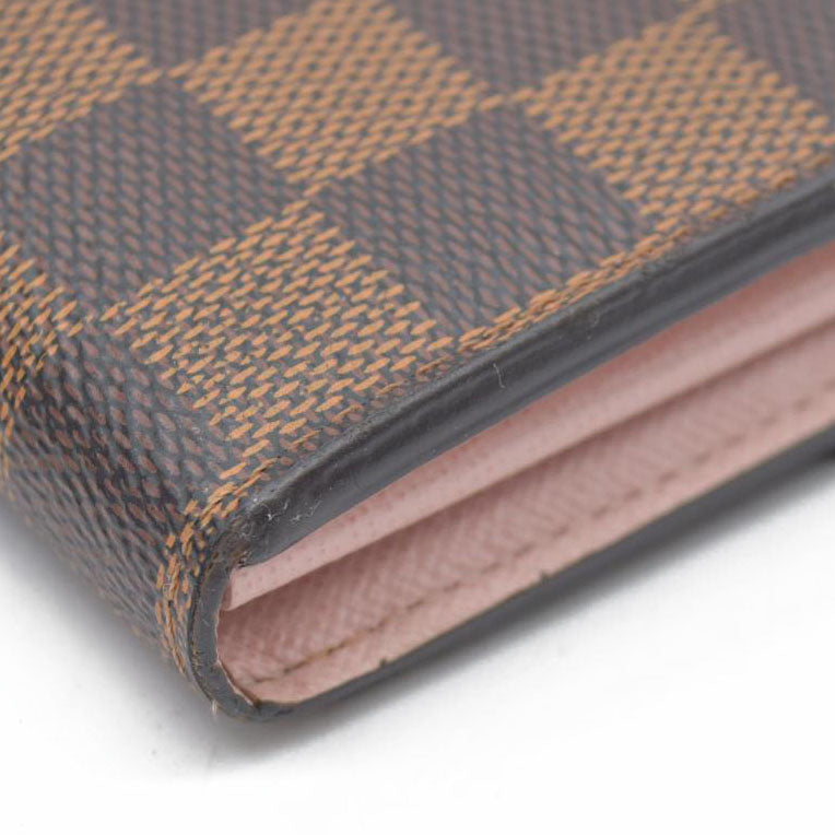 $775 2018 LOUIS VUITTON Damier Ebene Sarah Wallet NM Rose Ballerine CA0198