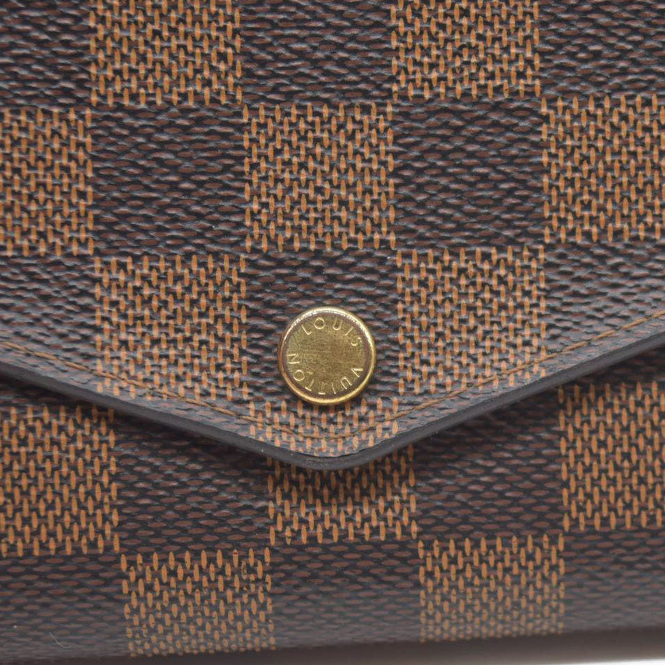 $775 2018 LOUIS VUITTON Damier Ebene Sarah Wallet NM Rose Ballerine CA0198