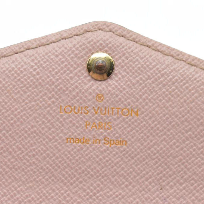 $775 2018 LOUIS VUITTON Damier Ebene Sarah Wallet NM Rose Ballerine CA0198