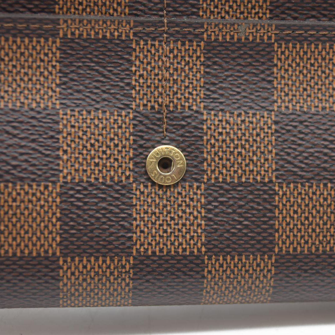$775 2018 LOUIS VUITTON Damier Ebene Sarah Wallet NM Rose Ballerine CA0198