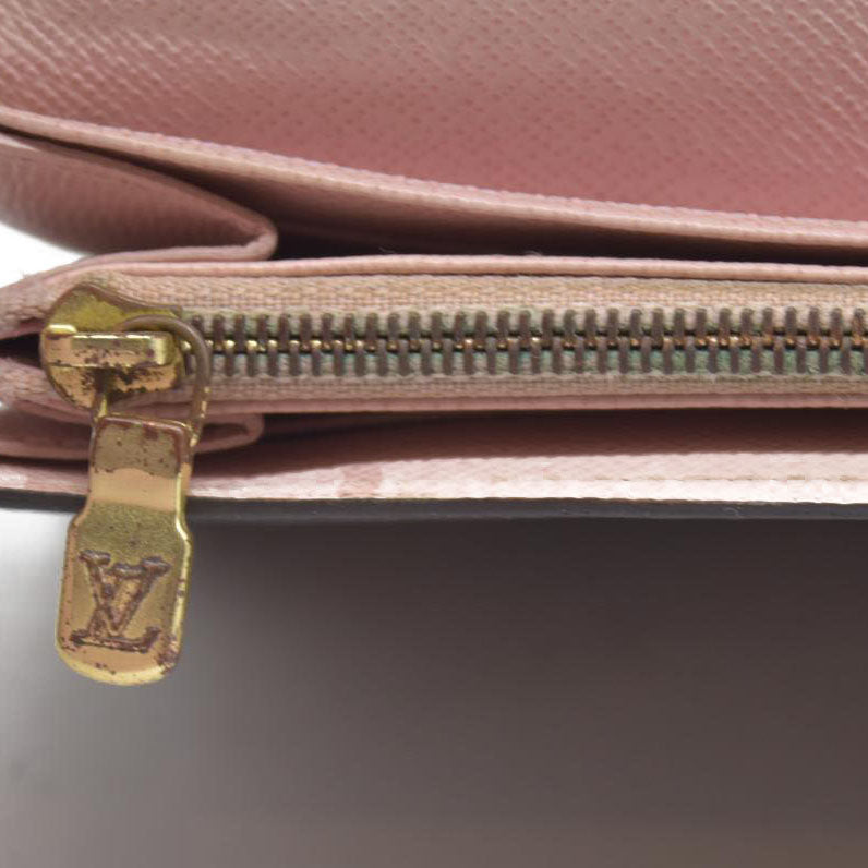 $775 2018 LOUIS VUITTON Damier Ebene Sarah Wallet NM Rose Ballerine CA0198