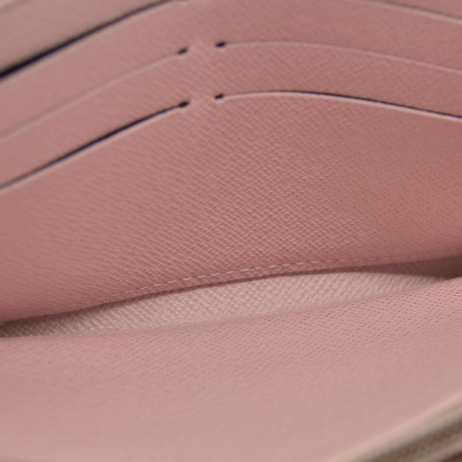 $775 2018 LOUIS VUITTON Damier Ebene Sarah Wallet NM Rose Ballerine CA0198