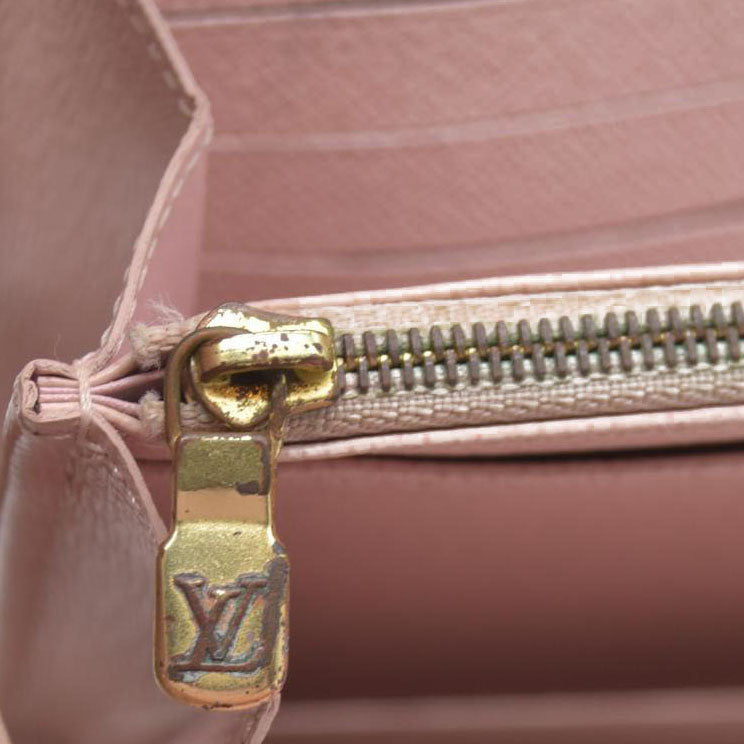 $775 2018 LOUIS VUITTON Damier Ebene Sarah Wallet NM Rose Ballerine CA0198