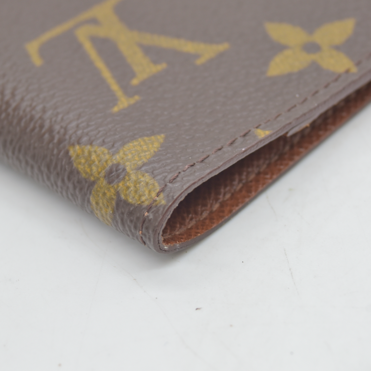 $400 1998 Louis Vuitton Monogram Couverture Passeport Case Brown MI1918