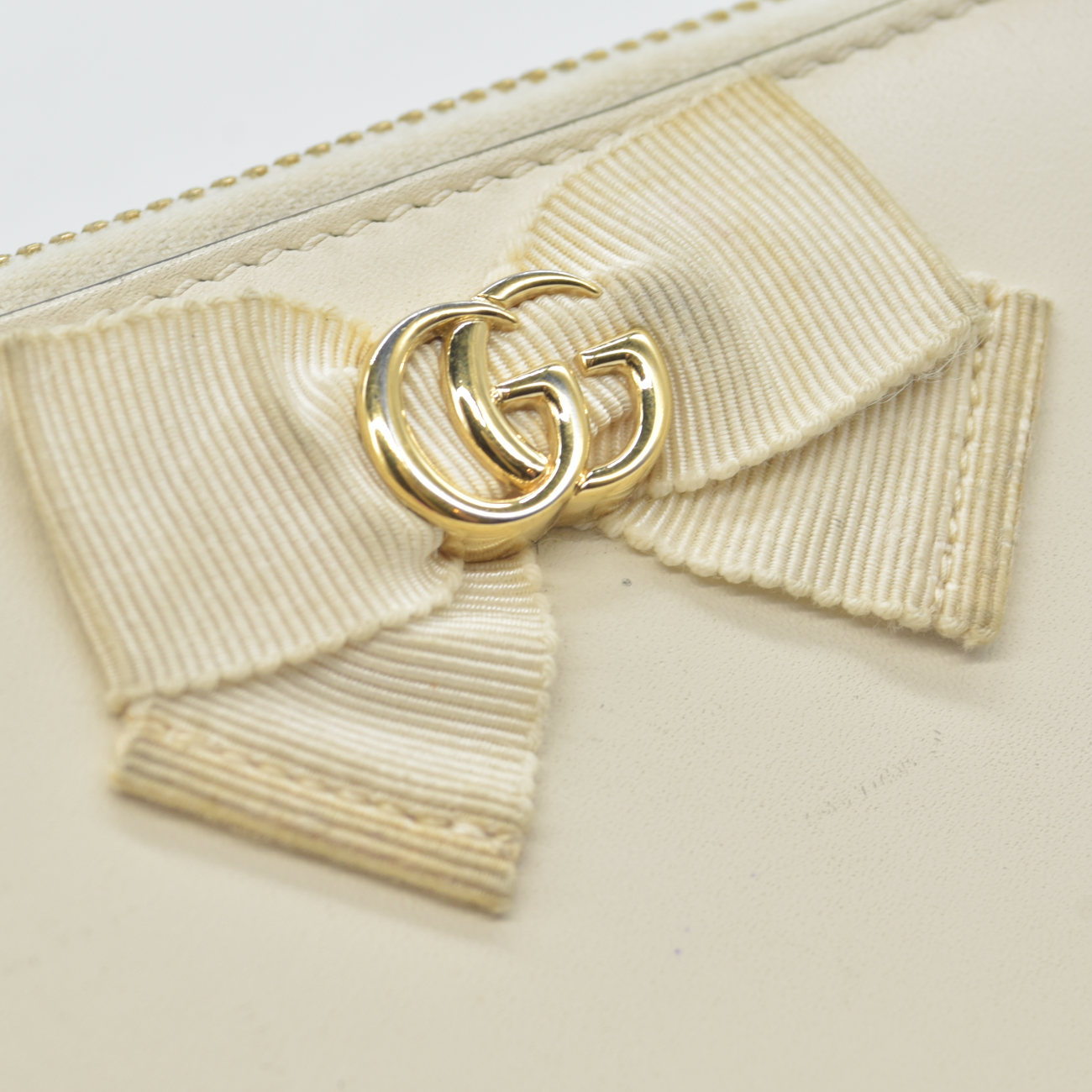 $660 GUCCI GG Marmont Ribbon Leather Zip Around Long Wallet