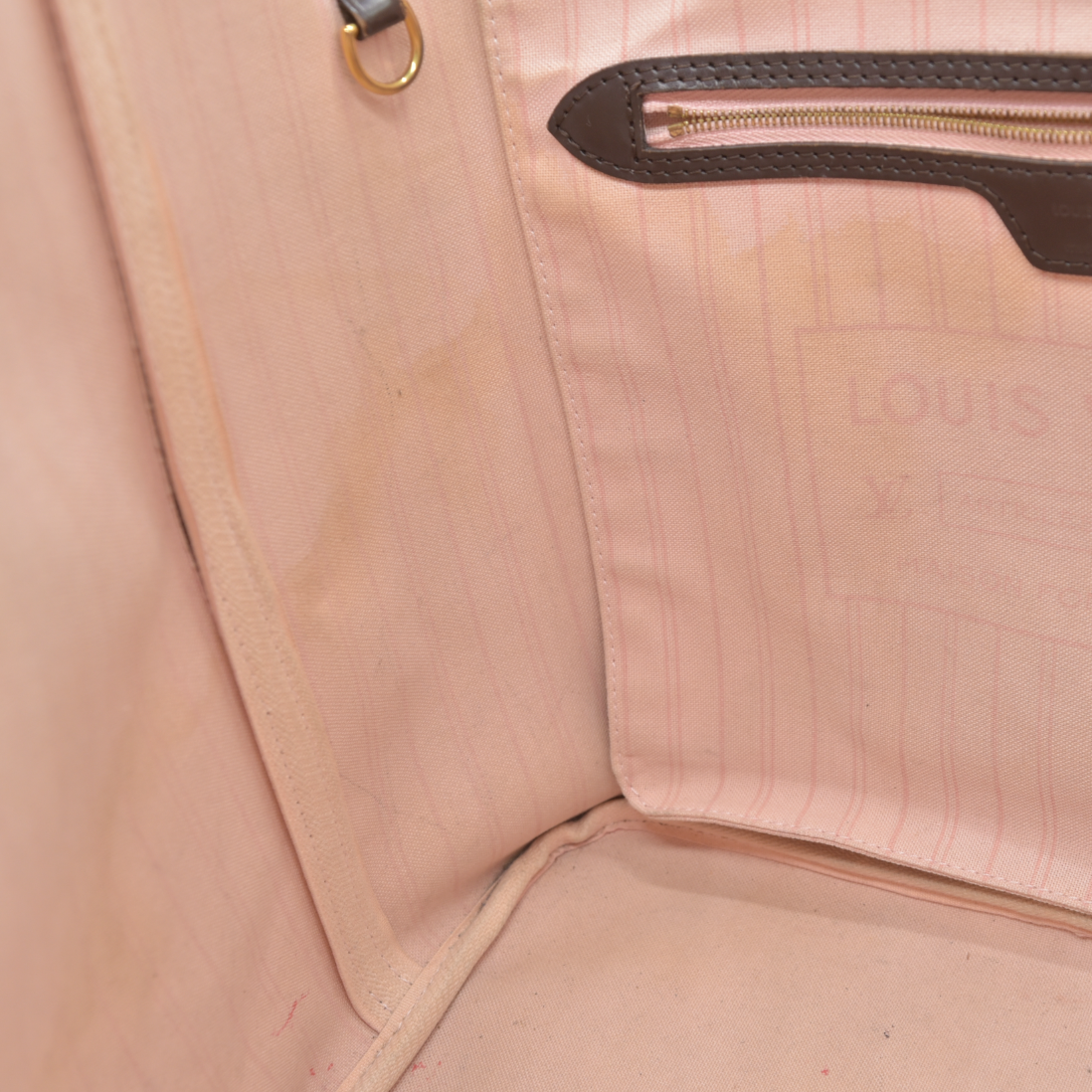 Louis Vuitton  Damier Ebene Neo Neverfull MM Rose Ballerine  AR5016 Tote Pink Interior