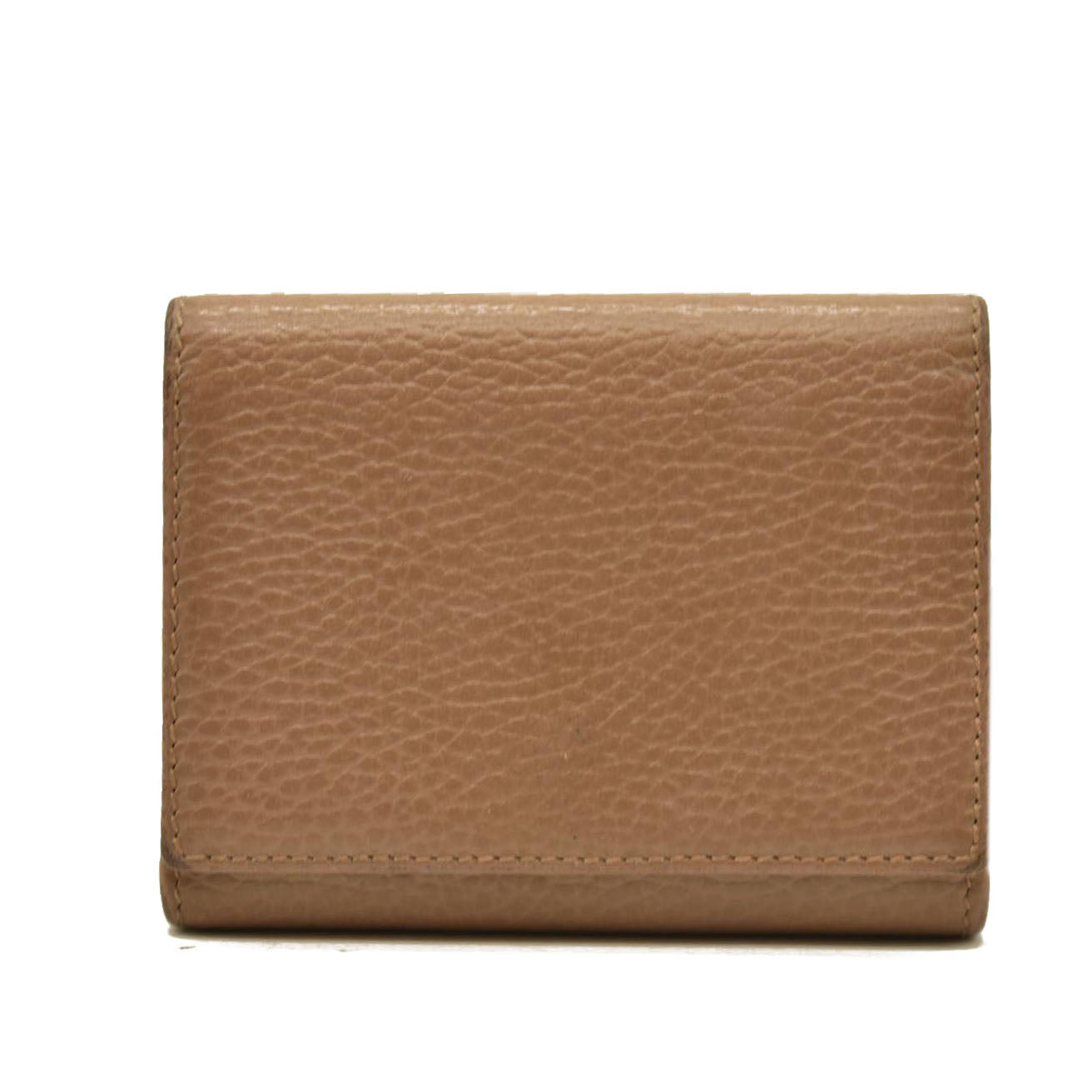 GUCCI GG Marmont Leather Compact Trifold Wallet Beige