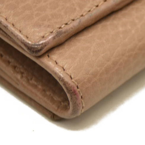 GUCCI GG Marmont Leather Compact Trifold Wallet Beige