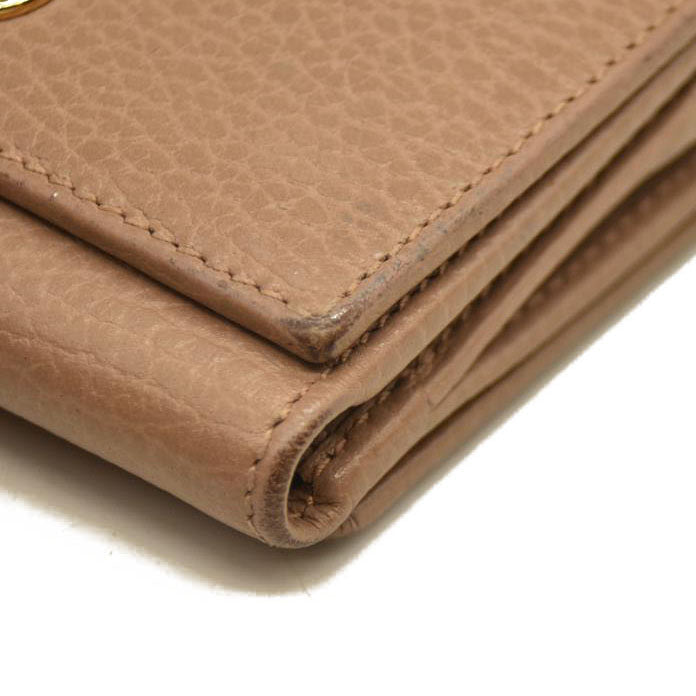 GUCCI GG Marmont Leather Compact Trifold Wallet Beige