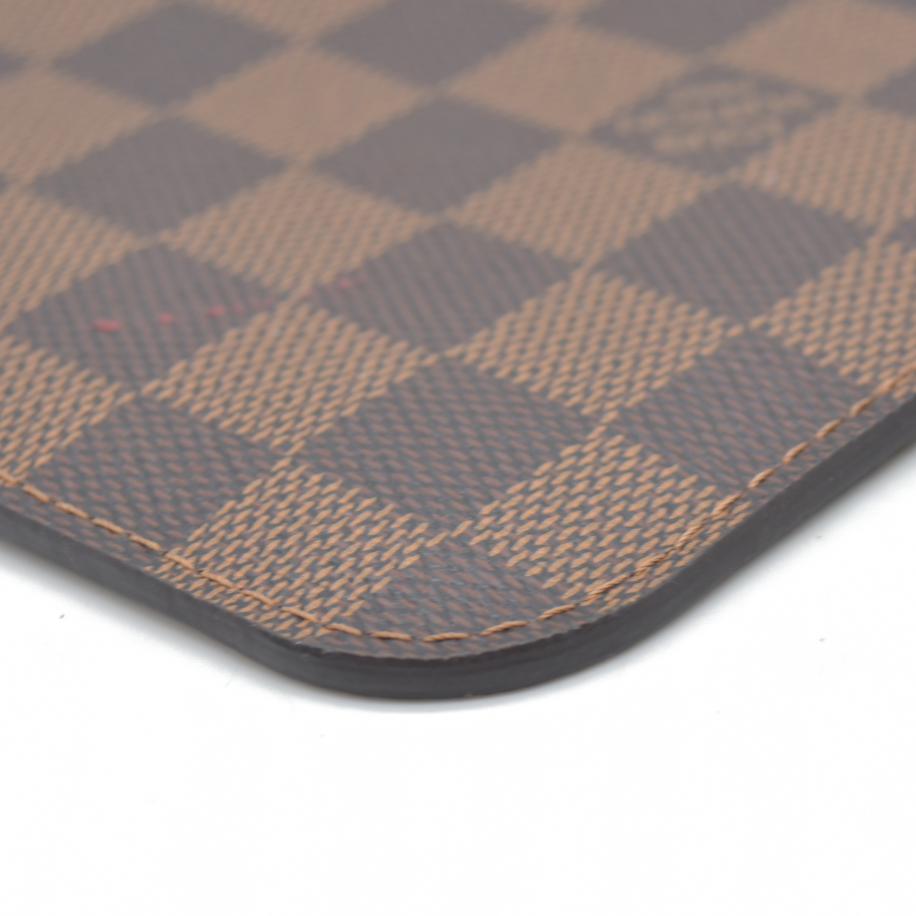 Louis Vuitton  Damier Ebene Neverfull MM Pochette Rose Ballerine Wristlet AR4186