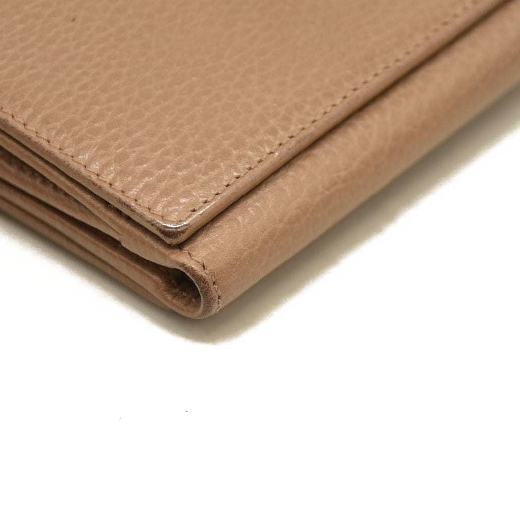 GUCCI GG Marmont Leather Compact Trifold Wallet Beige