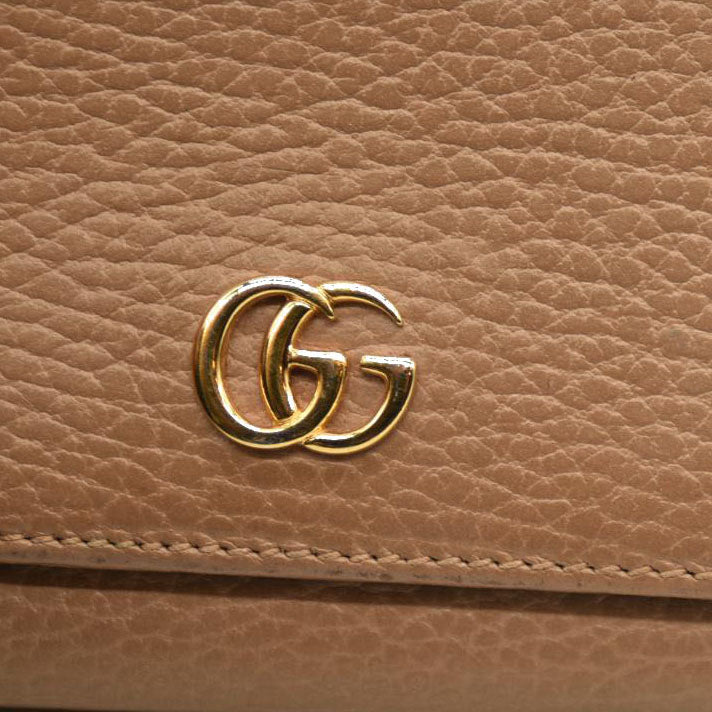 GUCCI GG Marmont Leather Compact Trifold Wallet Beige