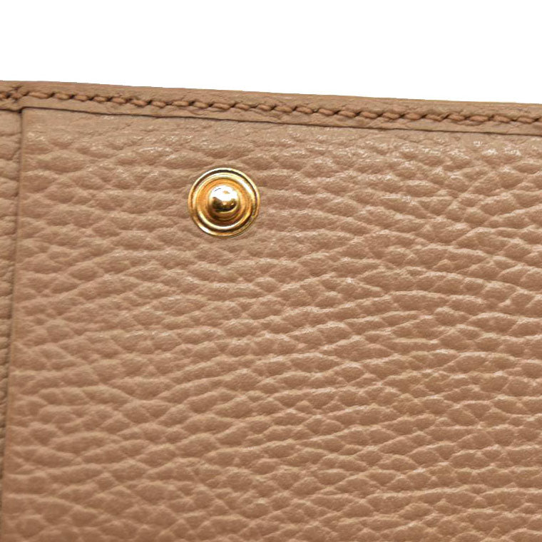 GUCCI GG Marmont Leather Compact Trifold Wallet Beige