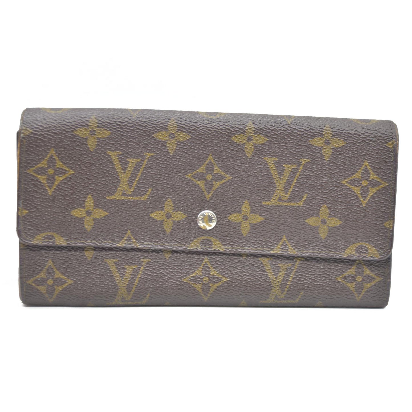 Louis Vuitton Monogram Portefeiulle Sarah Long Bifold Wallet Brown 881AN