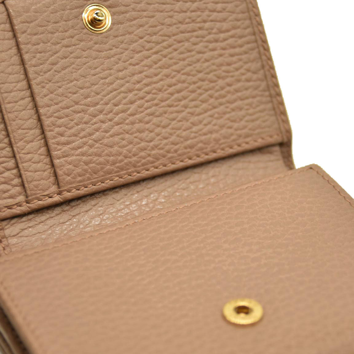GUCCI GG Marmont Leather Compact Trifold Wallet Beige