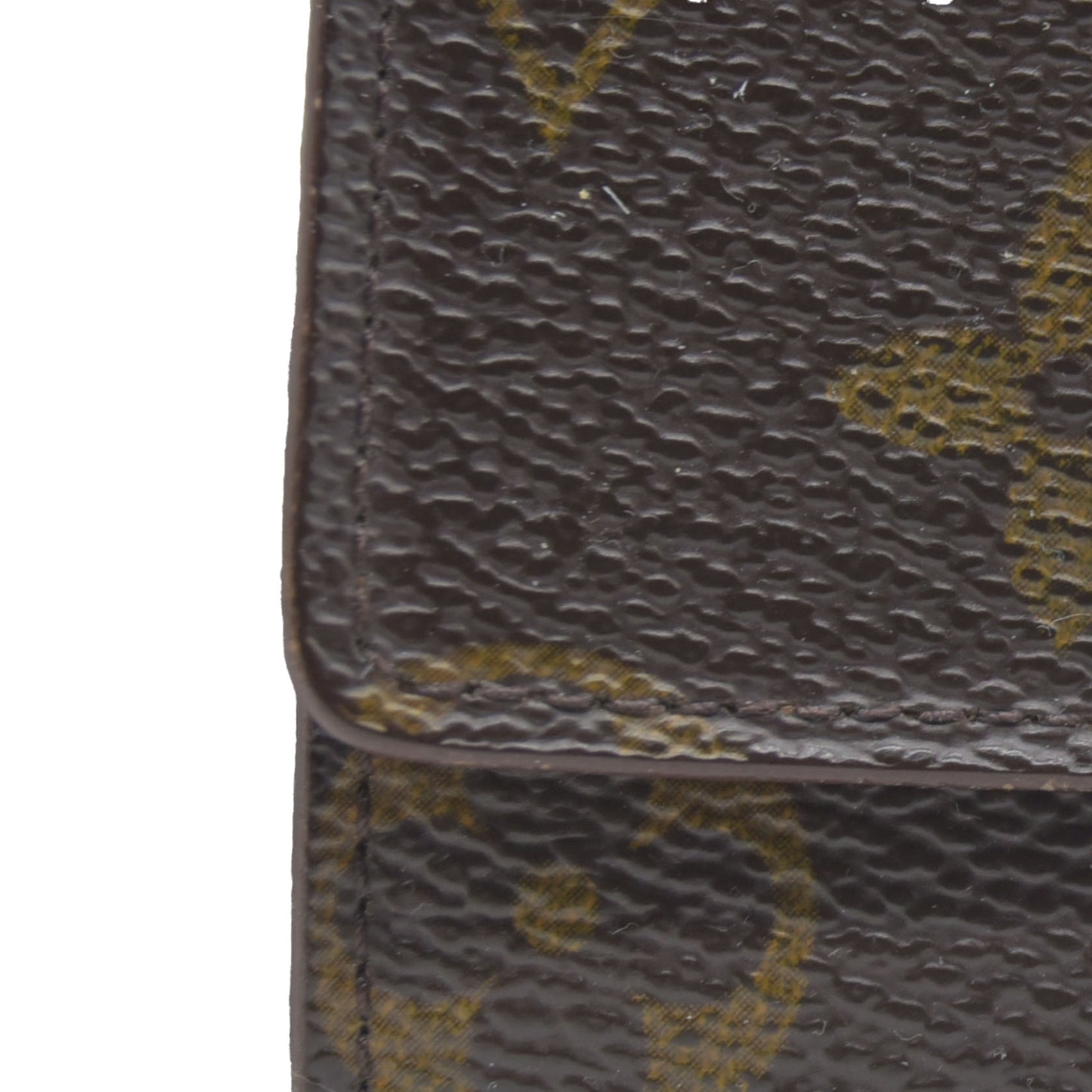 AUCTION $430 Louis Vuitton Monogram Porte Monnaie Plat Coin Purse Wallet Brown