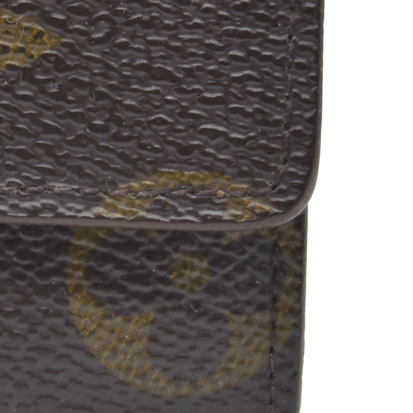 AUCTION $430 Louis Vuitton Monogram Porte Monnaie Plat Coin Purse Wallet Brown