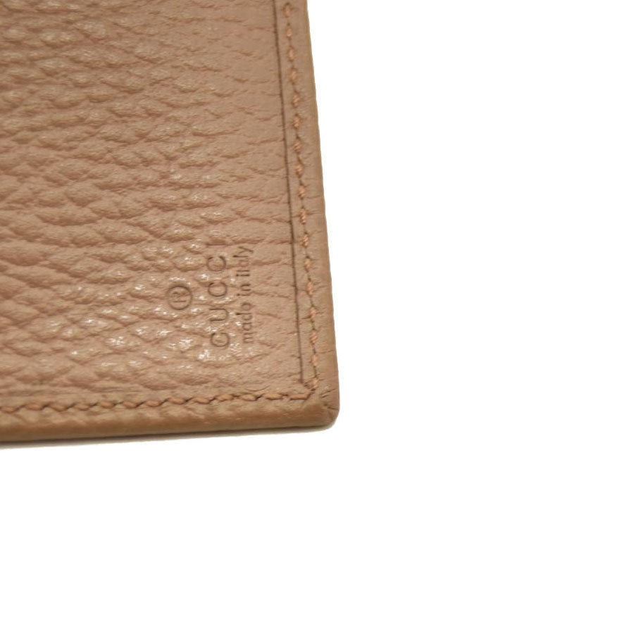 GUCCI GG Marmont Leather Compact Trifold Wallet Beige