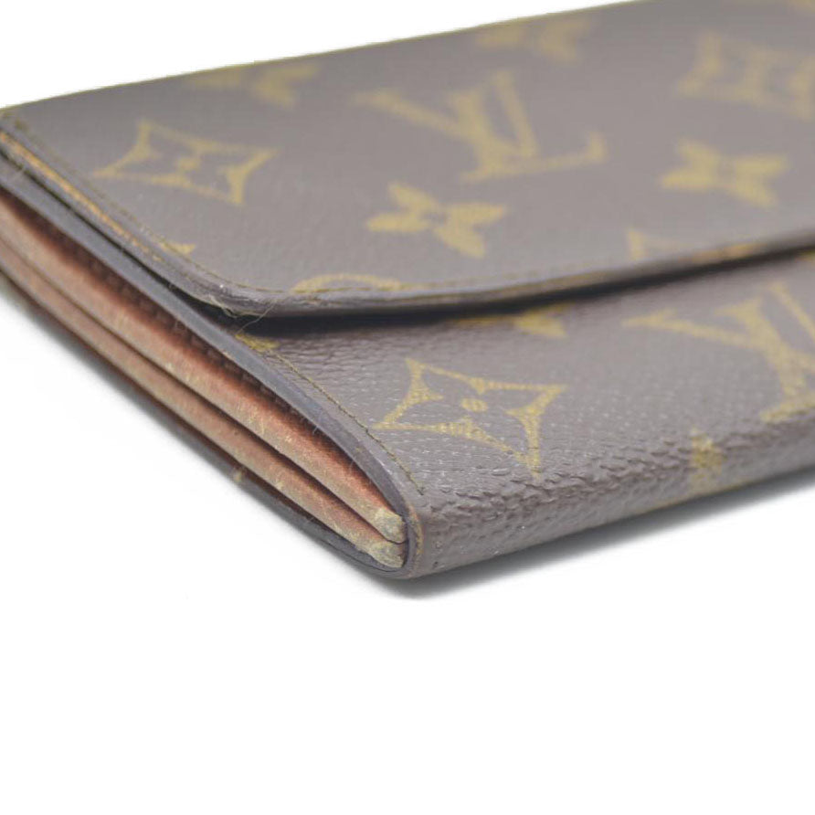 Louis Vuitton Monogram Portefeiulle Sarah Long Bifold Wallet Brown 881AN